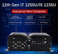 12e génération LINUX boîte intégrée industrielle sans ventilateur noyau d'ordinateur i7 1255U i5 1235U 2 * DDR5 M.2 mini PC de bureau 6COM GPIO HD VGA 4G