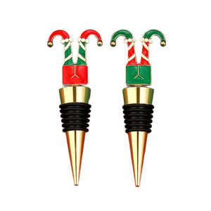 Christmas <b>Elf</b> Wine Stopper Red Green Zinc Alloy <b>Bottle</b> Seal For Holiday Gift - Product Image 2