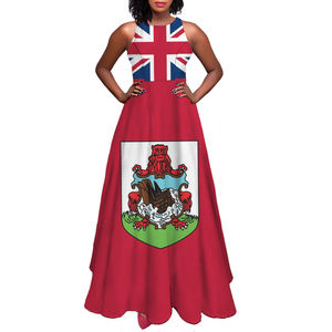 Vente en gros de robes longues décontractées pour femmes, drapeau de la <span class=keywords><strong>République</strong></span> dominicaine, sublimation personnalisée, été, sexy, élégantes, sans manches - Product Image 2