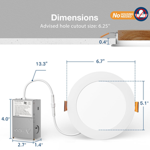 Plafonnier LED Rond ETL pour l'Amérique du Nord et le Canada, sans scintillement, 5 CCT, dimmable, noir, fin, 7 pouces, USA - Product Image 6