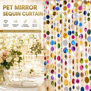 Wholesale Multi-Color PET Mirror Sequin Curtain Backdrop Strands for Wedding <b>Party</b> Event Wall Hanging <b>Decor</b> - Product Image 1