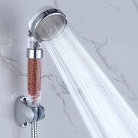 Robinet de douche à jet de pluie chromé à ions négatifs, à tête unique, pressurisé, trois modes, avec arrêt d'eau à une touche pour salle de bain