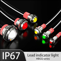 HBAN 12mm Étanche IP67, Voyant lumineux LED en acier inoxydable à tête bombée avec fils pour affichage sur panneau, Voyant de signalisation LED