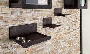 Moderno eco-friendly in legno gatto alimentatore mobili a parete Pet in legno stazione di alimentazione con 2 ciotole Design elegante amante dei gatti - Product Image 2