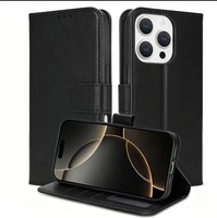 Étui portefeuille rétro en cuir PU avec porte-cartes et coque de protection en TPU pour iPhone 17e Air 16 Pro Max 15 14