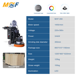 Machine à polir le béton certifiée CE MHF 110/220/380V, ponceuse de sol robuste avec LED pour la rénovation des sols en époxy - Product Image 3