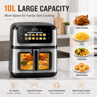 Friteuse à air numérique 10L 2200W Grande Capacité Double Chauffage Fenêtre de Cuisson Visible 12 Fonctions Prédéfinies Vente en Gros Usine