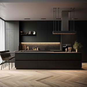 Armoires de cuisine de haute qualité Yaman avec panneau de porte en dalle ignifuge, crédence en bois, accessoires, design de menuiserie de luxe - Product Image 3