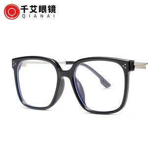 Gafas de Mujer Qianai con Marco Rectangular Anti Luz Azul, Lentes de Acetato, Estilo Coreano con Remaches de Puntos N1-6309 - Product Image 1