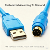 Cable de Comunicación PLC Industrial Personalizado DC USB-SC09-FX DB9 Hembra Mini DIN, Cable de Datos para Programación de Equipos de Automatización