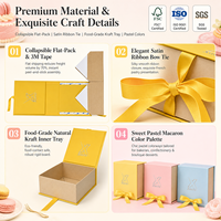 Boîte pliable à rabat pour gagner de la place, avec nœud en ruban, boîte rigide pour macarons, boîte en papier kraft mat pour emballages de desserts