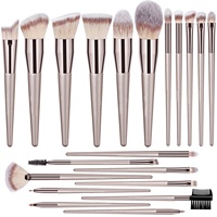 20 buah Set kuas rias untuk wanita riasan rambut nilon Label pribadi sintetis pegangan kayu