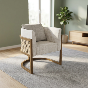 Sillón Moderno con Patas de Madera y Relleno de Espuma, Sillón Individual con Cojín de Tela, Asiento de Descanso para Sala de Estar - Product Image 1