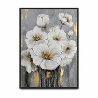 Peinture à l'huile abstraite moderne de fleurs sur toile avec impression numérique 6 couleurs pour décoration murale de salon, cadre toutes saisons