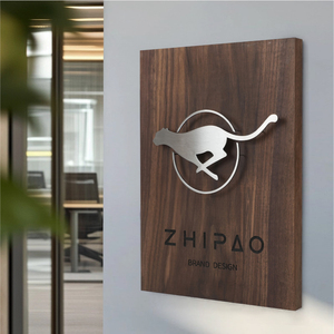Walnut Wood Metal 3D Letter Sign Brand Shop Sign Commercial Wall Decor <strong>Door</strong> <strong>Plate</strong> - Product Image 2