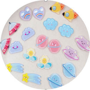 Abalorios acrílicos de la serie del espacio exterior, cuentas de corte de estrella para pendientes, cadena para llaves, accesorios para álbum de recortes, nube, nave espacial, planeta - Product Image 4