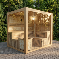 Cabine de sauna traditionnelle d'intérieur en bois massif de pruche canadienne pour 6-7 personnes, sauna sec familial, vente en gros directe usine