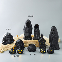 Lampes fantômes en céramique fabriquées à la main décorations d'Halloween Figurines en céramique avec lumières LED décor fantôme pour Halloween