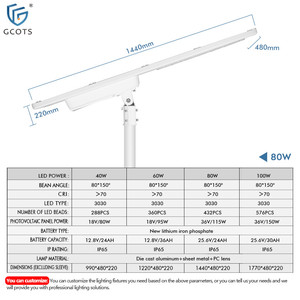 LED All-in-one <b>Solar</b> Street Lights IP65 Aluminum Radar Sensing <b>Power</b> Saving Color Indication 12.8/25.6V - Product Image 2