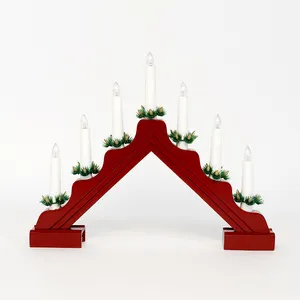 Lampu Jembatan Lilin Kayu Merah Natal Evermore