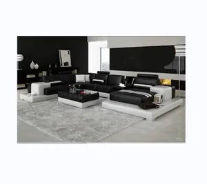 Luxury Modern Sectional 7 Seater L Shaped Sofa Used Living Room Furniture Corner Leather Sofa Set