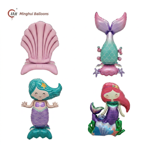 Palloncino in Mylar a Forma di Sirena e Conchiglia Autoportante, Decorazione per Feste di Compleanno a Tema Sottomarino per Bambini - Product Image 1
