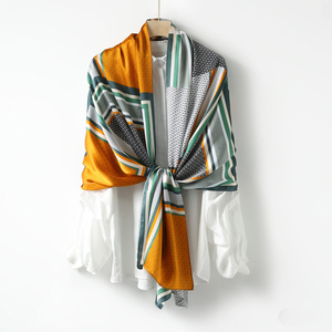 Conception de logo personnalisé impression numérique élégant longs foulards carré <span class=keywords><strong>soie</strong></span> Satin châle écharpe pour les femmes - Product Image 5