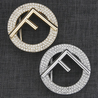 Taille intérieure 40mm alliage de zinc personnalisé lettre F logo cristal strass diamants boucle de ceinture de luxe occidentale