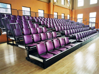 Tribunes télescopiques pliables en acier inoxydable pour gymnases et stades intérieurs, conception modulable Frog Sports