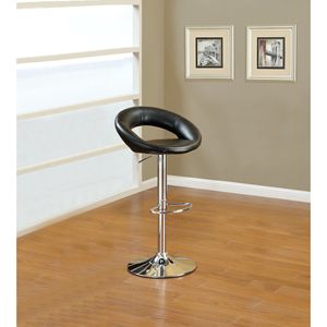 DB Set of 2 Farmhouse Chic <b>Black</b> Faux Leather Swivel Dining Chairs with Adjustable Height Chrome Base <b>Metal</b> <b>Frame</b> PVC Furniture - Product Image 1