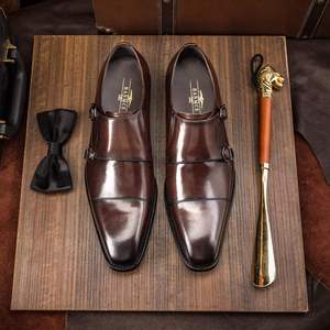 Zapatos de Vestir de Cuero Genuino Negro para Hombre, con Hebilla y Punta Puntiaguda, para Oficina y Uso Profesional - Product Image 1