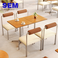Tables et chaises de restaurant en acier inoxydable SEM, ensemble de mobilier pour restaurant, cafétéria, bar, café, sièges de banquette, vente en gros