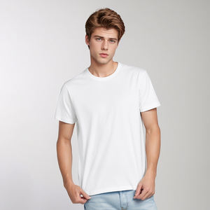T-shirt personnalisable en gros, très demandé, en tissu respirant, style athlétique, mode urbaine, pour homme, 100% coton, col rond - Product Image 3