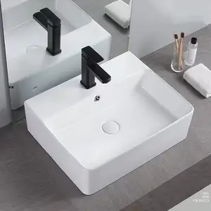 Hot Sales Ceramic Art Hand Wash Basins Rectangular Vanity Countertop Sinks For Bathroom
