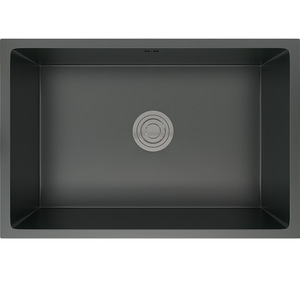Fregadero de cocina de acero inoxidable negro con ranura cuadrada única, tratamiento de superficie nano, resistente a arañazos y al óxido. - Product Image 6