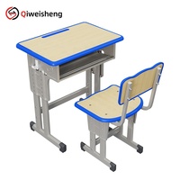 Bureau et chaise d'école bleus modernes, durables, réglables en hauteur, fabriqués en Chine (OEM) - B60-DLPN02
