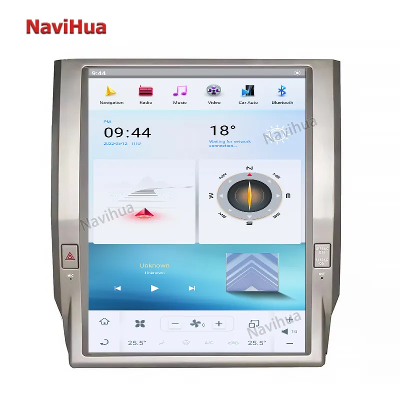 NaviHua Android 7.1 Car DVD Player 12.1" Vertical Screen Navigation GPS Auto Radio Head Unit for Tesla Style Toyota Tundra 2014+