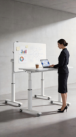Bureau debout électrique à double moteur, 3 niveaux, intelligent, mobile, réglable en hauteur, pliable, pour réunions