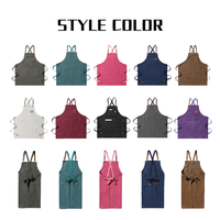 Apron Kanvas Katun Poliester Tugas Berat, Cetak Logo Bordir Kustom, Saku Besar yang Dapat Disesuaikan, Apron Kerja Berkebun Rumah Tangga