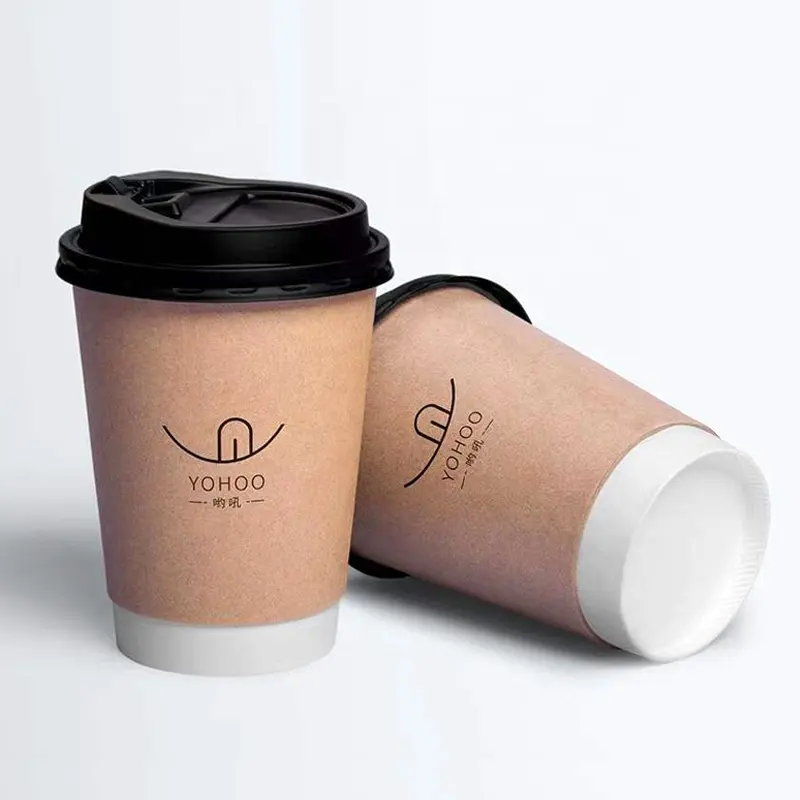 New style Hot sale Coffee Paper cup Customized Print Double wall Paper cup 4oz 8oz 12oz 16oz Single wall Paper cup with lid