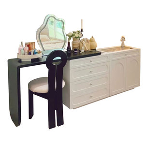 Mesa de Maquillaje Moderna de Alta Calidad <span class=keywords><strong>con</strong></span> <span class=keywords><strong>Espejo</strong></span>, Estilo Wabi-Sabi, para Hogar u Oficina, Mueble para Sala de Estar, en Negro, Blanco y Rosa - Product Image 3