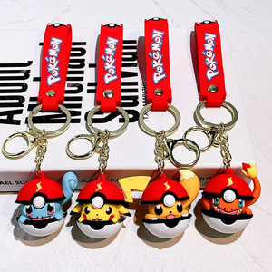 Porte-clés en PVC 3D de dessin animé mignon, porte-clés Pokeball Pokemoned, pendentif en caoutchouc pour sac, porte-clés Pikachued Charmander - Product Image 1
