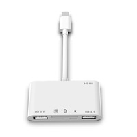 Cable Convertidor Multifuncional 6 en 1, Adaptador OTG de Carga Rápida de 30W, Lector de Tarjetas TF y SD, 3 Puertos USB 3.0