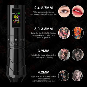 XNET Void 1800mAh <span class=keywords><strong>2</strong></span>,4-4,2mm 7 Profession elle drahtlose Tattoo-Stift maschine mit einstellbarem Hub und doppelter Batterie für Artist Body Art - Product Image 3