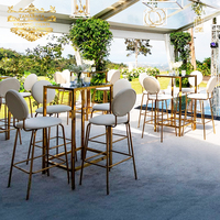 Table de bar et tabourets modernes en acier inoxydable doré pour boîte de nuit, hôtel, salon - Usage commercial, facile à nettoyer