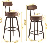 Tabourets de bar bruns tabouret de comptoir de cuisine pivotant tabouret de bar rond dos nu industriel avec coussin chaise de bar ronde avec pieds en métal