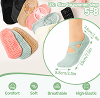 Chaussettes de sport respirantes en coton et polyester pour femme, antidérapantes avec grip en silicone, idéales pour le yoga, le Pilates et la danse, collection printemps