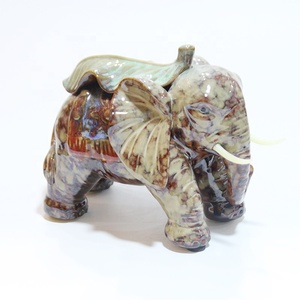 Adornos de cerámica de animales para decoración del hogar, artesanías hechas a mano, con hojas de plátano y elefante - Product Image 2