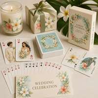 Jeu de cartes personnalisé pour mariage hawaïen, portrait de couple en aquarelle, ensemble cadeau floral, service tout-en-un