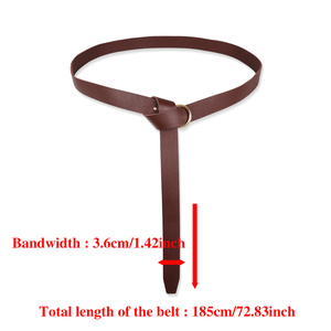 Cinturón Ancho <span class=keywords><strong>de</strong></span> Cuero Estilo Medieval Renacentista |   Cinturón <span class=keywords><strong>de</strong></span> <span class=keywords><strong>Vestir</strong></span> Marrón Vintage Ajustable con Anillo en O para Disfraces <span class=keywords><strong>de</strong></span> LARP, Pirata y Ranger - Product Image 6